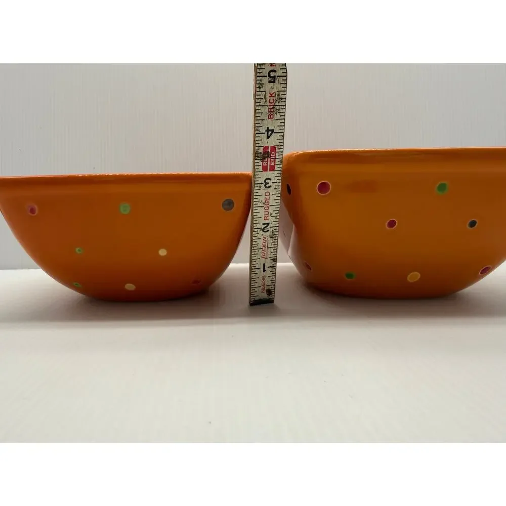 Set of 5 Temp-Tations Orange Polka Dot Casserole Baking Dishes w/ Lids